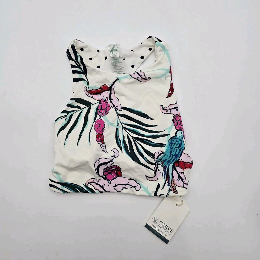Carve Designs Swim Top Womens Small Dot Sanitas Reversible Charm Bathing Suit